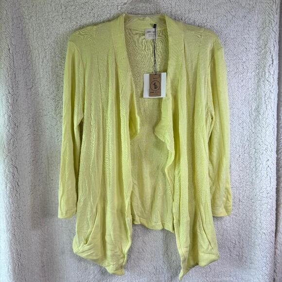 AMS Pure Flowy Open Cardigan Lemon Women's Size L Boho, Peasant NWT - Picture 1 of 15